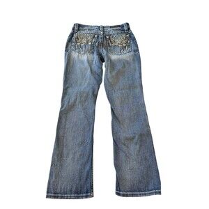 Stella In Dreams Mid Rise Bootcut Jeans 5/27 Embellished Floral Pocket Y2K